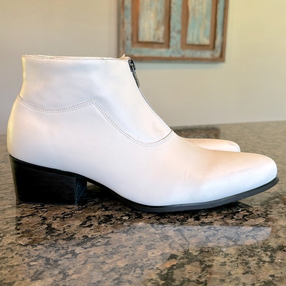 Jingpin chunky Cuban heel ankle high boots - Picture 1 of 10